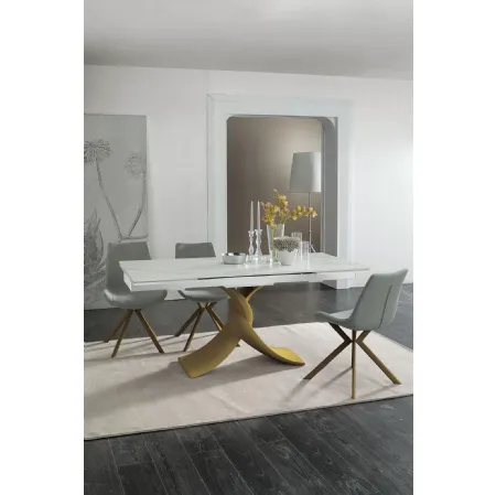 Tavolo da Pranzo Rotondo Allungabile – Modello Apollo – Top in Legno Bianco  - Arredi di Design